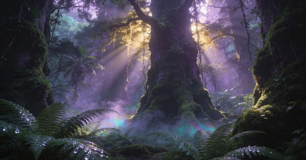 Lush tropical rainforest with rain and mist — 432Hz healing sound environment