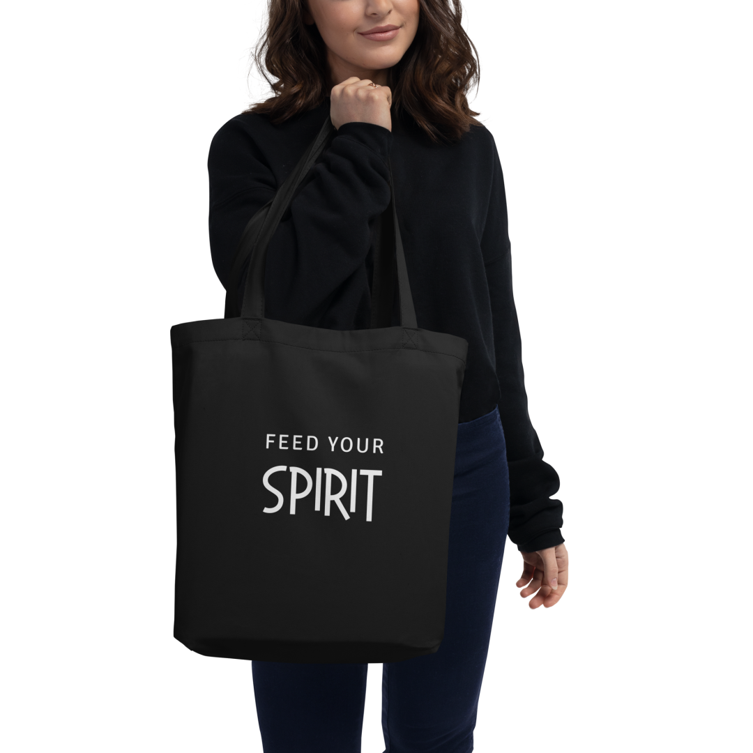 Feed your spirit holding eco tote bag