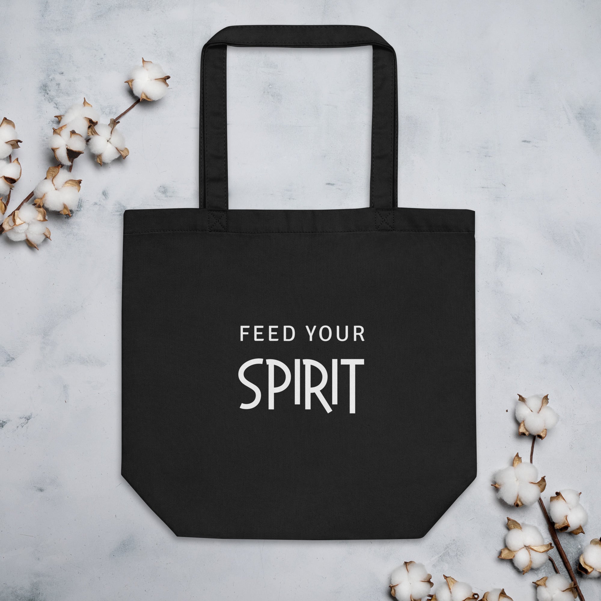 Feed your spirit eco tote bag black