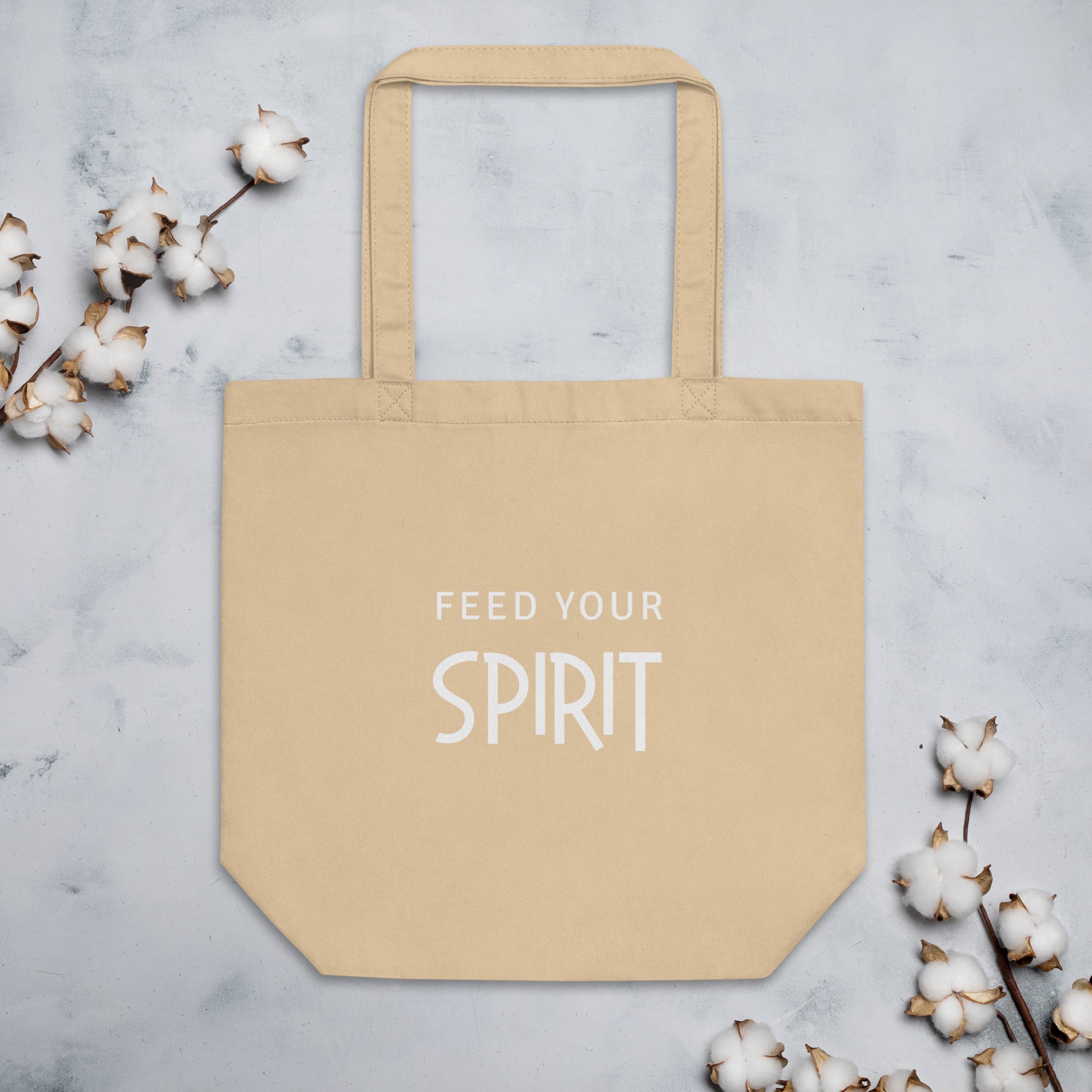 Feed your spirit eco tote bag beige