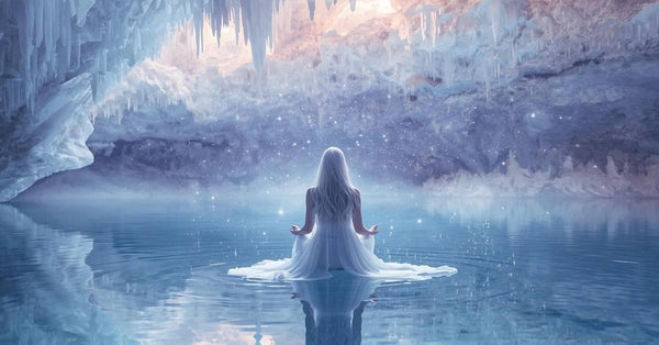 Light language transmission for new beginnings - woman meditating in soft morning light