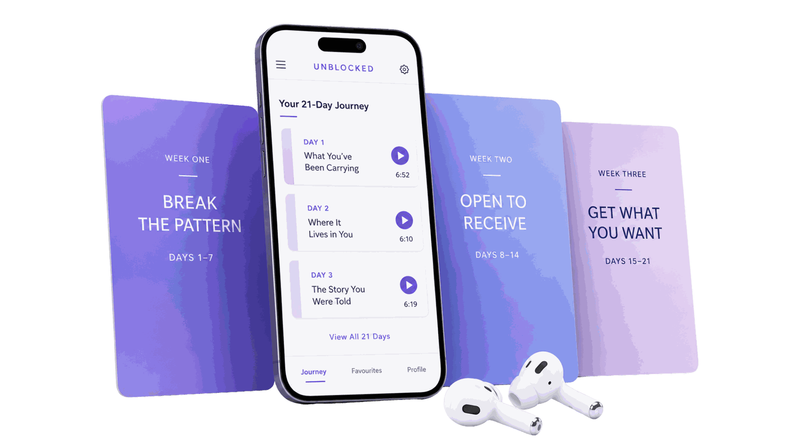 UNBLOCKED daily session cards on a phone